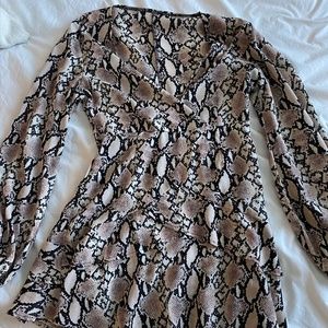 Snakeskin Faux Wrap Dress